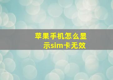 苹果手机怎么显示sim卡无效