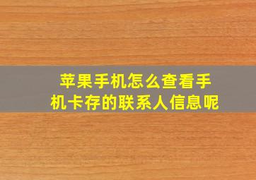 苹果手机怎么查看手机卡存的联系人信息呢