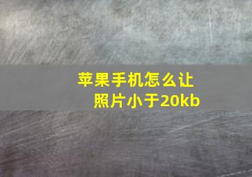 苹果手机怎么让照片小于20kb