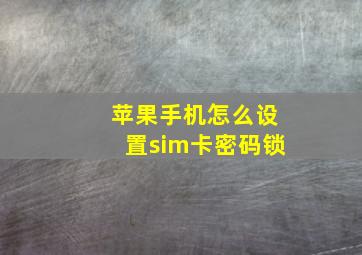 苹果手机怎么设置sim卡密码锁