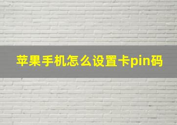 苹果手机怎么设置卡pin码