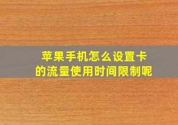 苹果手机怎么设置卡的流量使用时间限制呢