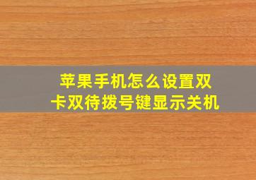 苹果手机怎么设置双卡双待拨号键显示关机