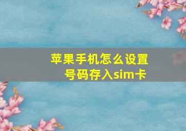 苹果手机怎么设置号码存入sim卡