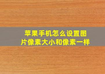 苹果手机怎么设置图片像素大小和像素一样