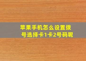 苹果手机怎么设置拨号选择卡1卡2号码呢