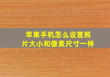 苹果手机怎么设置照片大小和像素尺寸一样