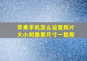 苹果手机怎么设置照片大小和像素尺寸一致呢