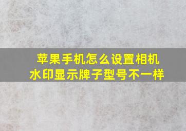 苹果手机怎么设置相机水印显示牌子型号不一样