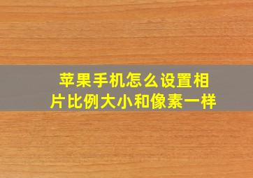 苹果手机怎么设置相片比例大小和像素一样