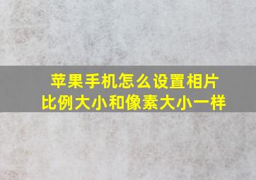 苹果手机怎么设置相片比例大小和像素大小一样