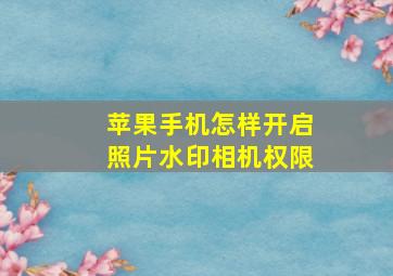 苹果手机怎样开启照片水印相机权限