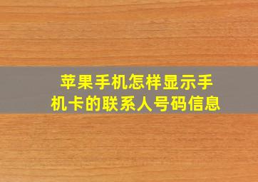 苹果手机怎样显示手机卡的联系人号码信息