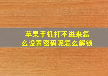 苹果手机打不进来怎么设置密码呢怎么解锁