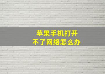 苹果手机打开不了网络怎么办