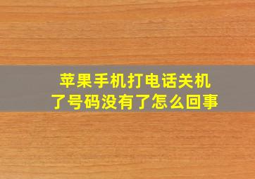 苹果手机打电话关机了号码没有了怎么回事