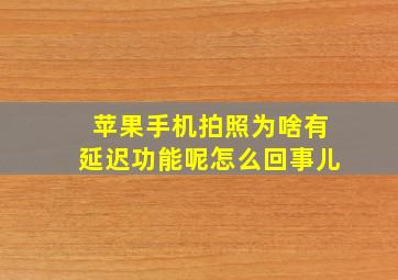 苹果手机拍照为啥有延迟功能呢怎么回事儿