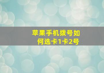 苹果手机拨号如何选卡1卡2号