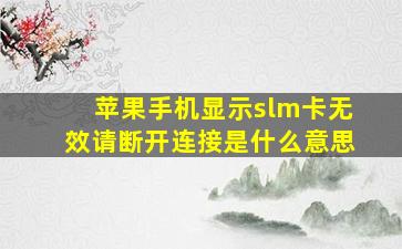 苹果手机显示slm卡无效请断开连接是什么意思