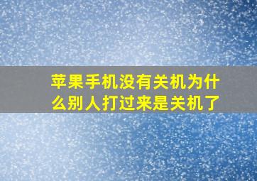 苹果手机没有关机为什么别人打过来是关机了