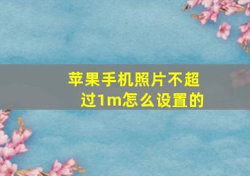 苹果手机照片不超过1m怎么设置的