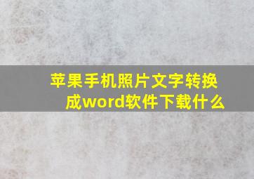 苹果手机照片文字转换成word软件下载什么