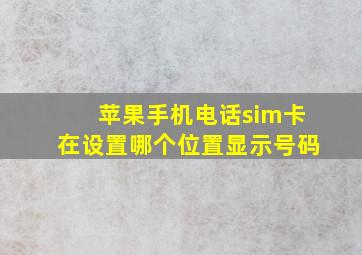 苹果手机电话sim卡在设置哪个位置显示号码