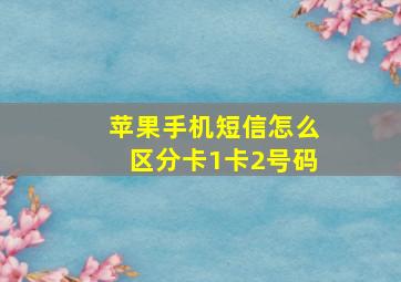 苹果手机短信怎么区分卡1卡2号码