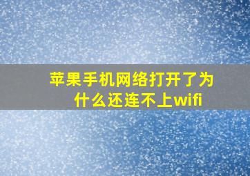 苹果手机网络打开了为什么还连不上wifi