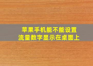 苹果手机能不能设置流量数字显示在桌面上