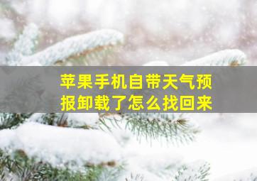 苹果手机自带天气预报卸载了怎么找回来