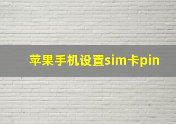 苹果手机设置sim卡pin