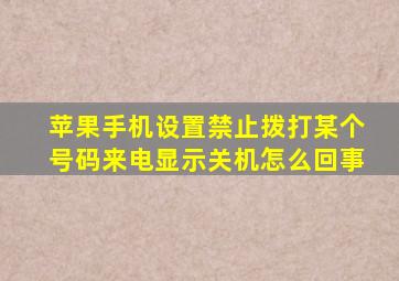 苹果手机设置禁止拨打某个号码来电显示关机怎么回事