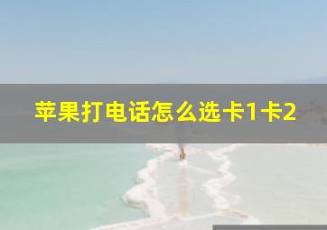 苹果打电话怎么选卡1卡2