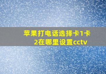 苹果打电话选择卡1卡2在哪里设置cctv