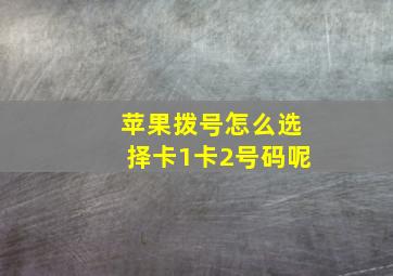 苹果拨号怎么选择卡1卡2号码呢