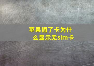 苹果插了卡为什么显示无sim卡