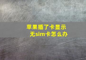 苹果插了卡显示无sim卡怎么办