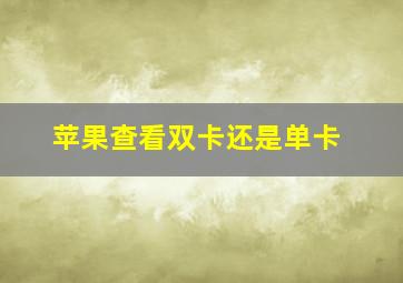 苹果查看双卡还是单卡