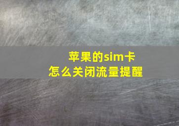 苹果的sim卡怎么关闭流量提醒