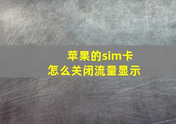 苹果的sim卡怎么关闭流量显示