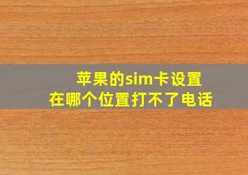 苹果的sim卡设置在哪个位置打不了电话