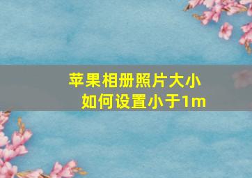 苹果相册照片大小如何设置小于1m