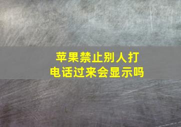 苹果禁止别人打电话过来会显示吗