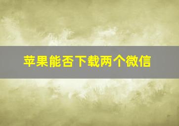 苹果能否下载两个微信