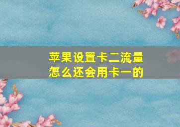 苹果设置卡二流量怎么还会用卡一的