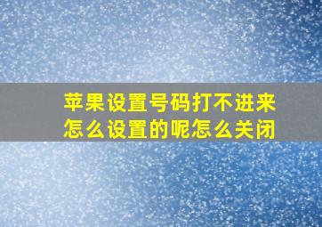 苹果设置号码打不进来怎么设置的呢怎么关闭