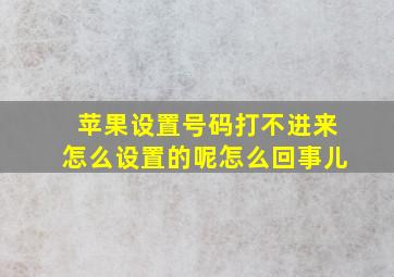 苹果设置号码打不进来怎么设置的呢怎么回事儿