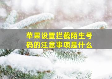 苹果设置拦截陌生号码的注意事项是什么