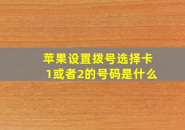 苹果设置拨号选择卡1或者2的号码是什么